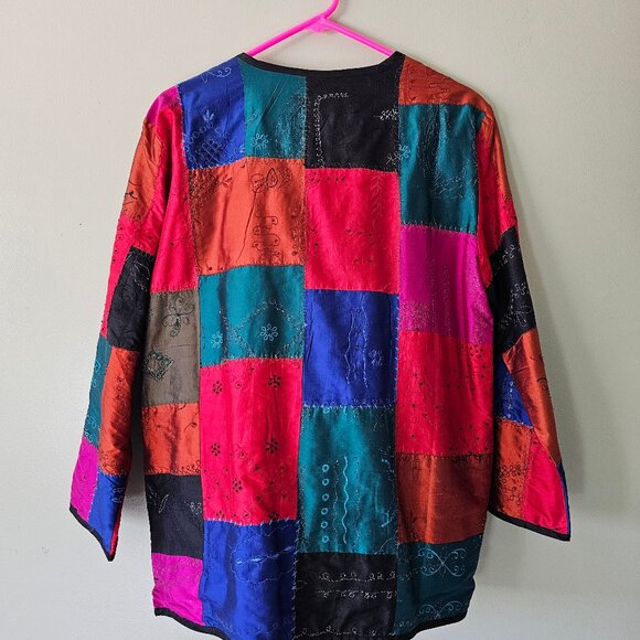 Chico's Design Silk Lined Embroidery Beaded Jacket or Shirt Size 1 - Picture 3 of 3